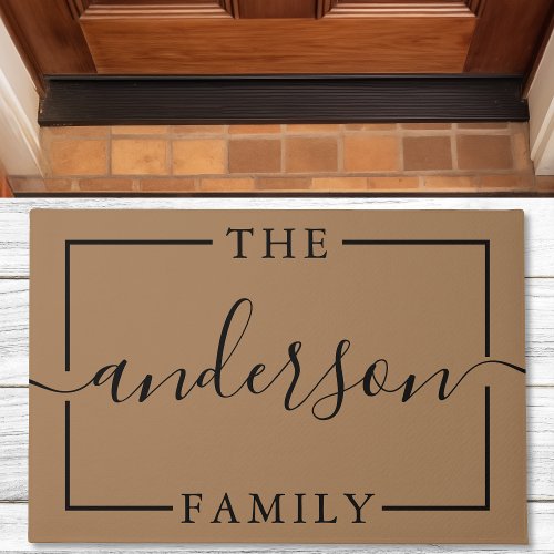 Signature Script Personalized Brown Family Name Doormat