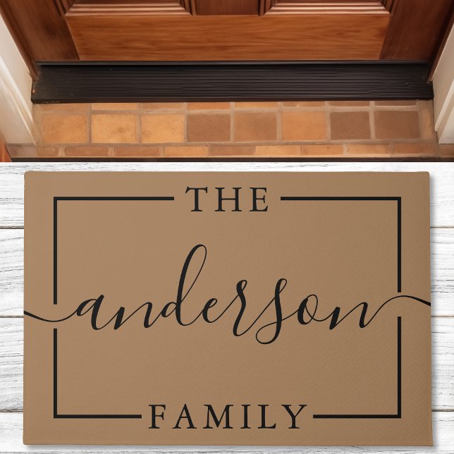 Signature Script Personalized Brown Family Name Doormat (Creator Uploaded)