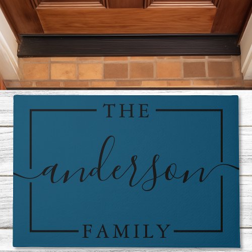 Signature Script Personalized Navy Family Name Doormat