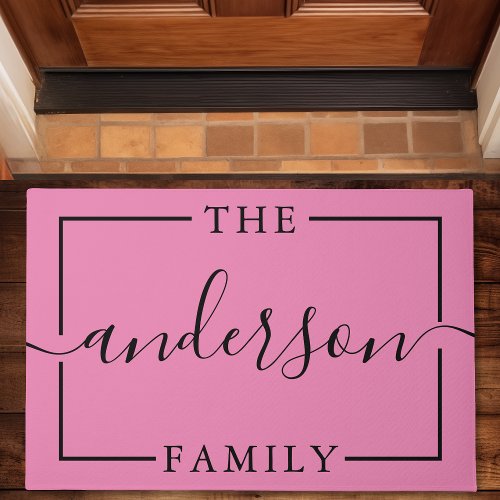 Signature Script Personalized Pink Family Name Doormat