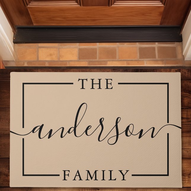 Signature Script Personalized Tan Family Name Doormat (Creator Uploaded)