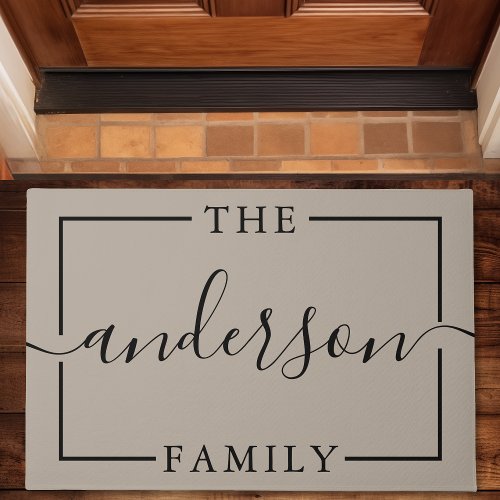 Signature Script Personalized Taupe Family Name Doormat