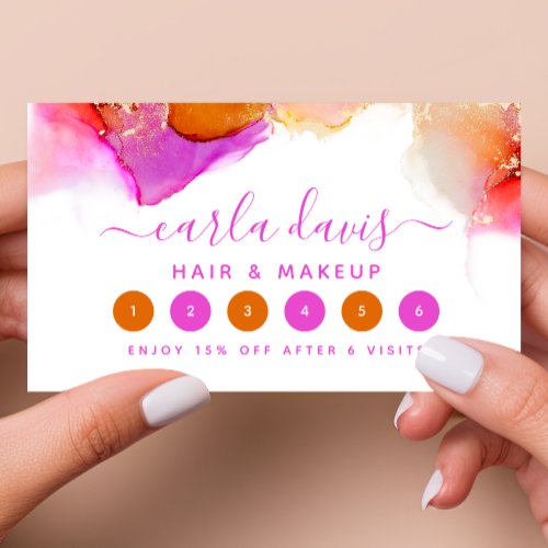 Signature Script Pink Orange Alcohol Ink Loyalty Card