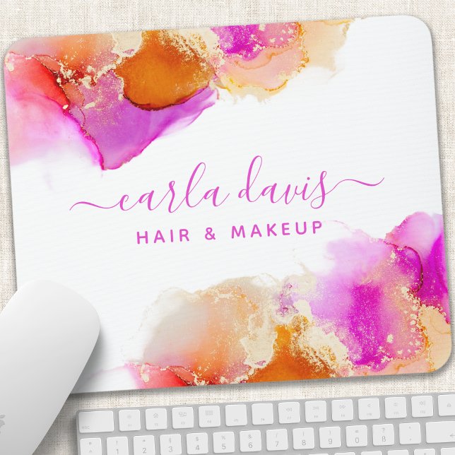 Signature Script Pink Orange Alcohol Ink Mouse Pad (Creator Uploaded)