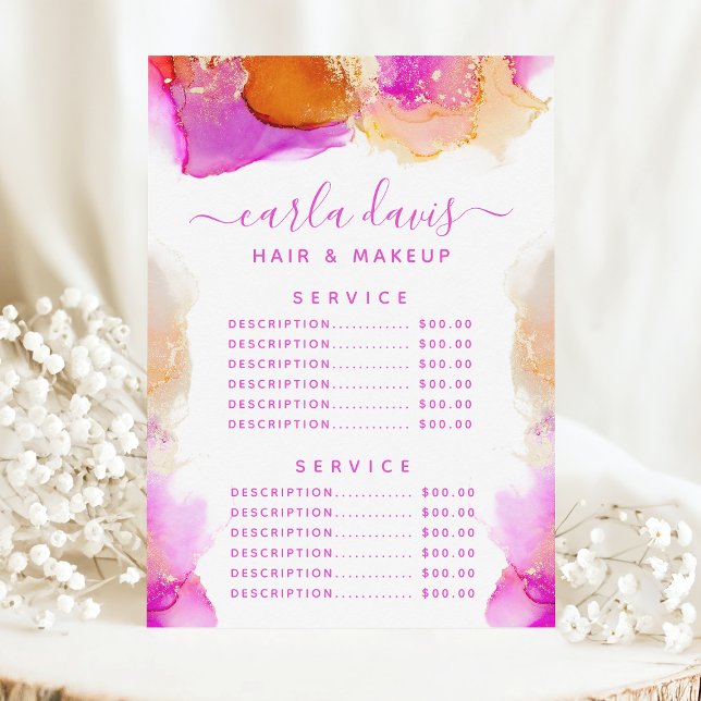Signature Script Pink Orange Ink Service Price Menu (Creator Uploaded)
