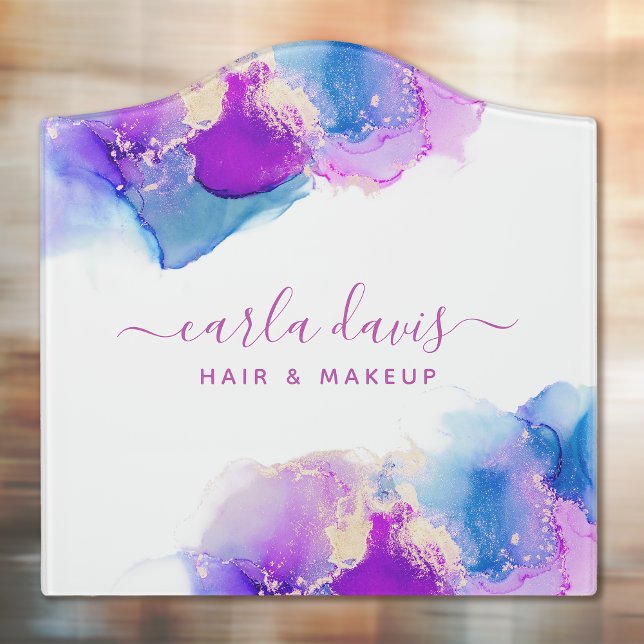 Signature Script Purple Blue Alcohol Ink Door Sign (Creator Uploaded)