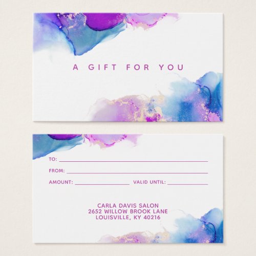 Signature Script Purple Blue Alcohol Ink Gift Card