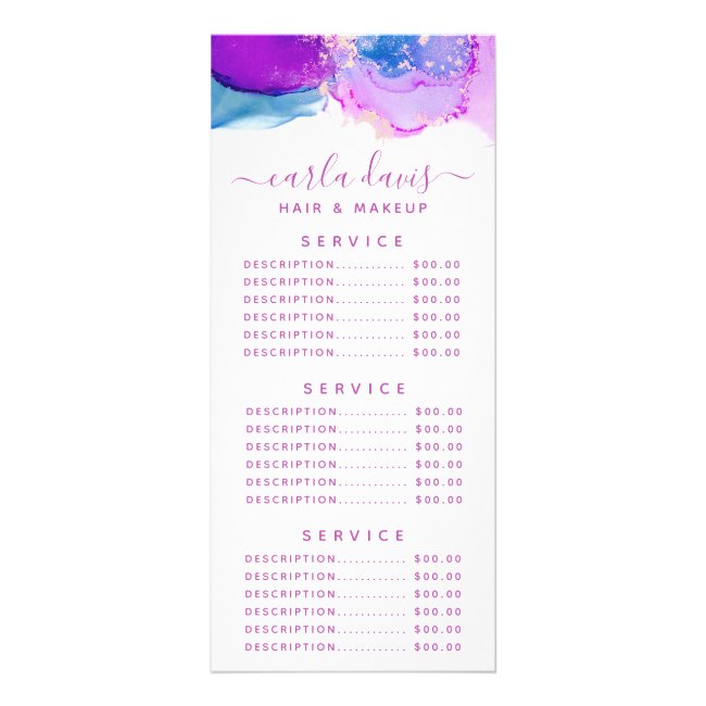 Signature Script Purple Blue Alcohol Ink Rack Card