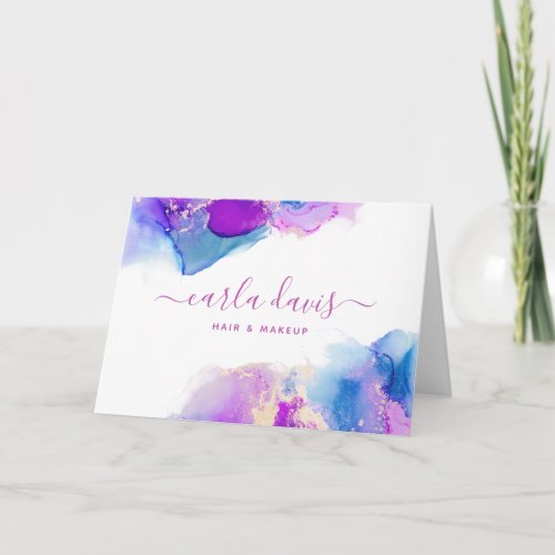 Signature Script Purple Blue Ink Client Thank You Card