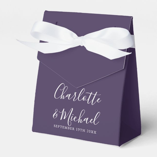 Signature Script Purple Elegant Wedding Favor Boxes (Front Side)