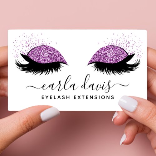Signature Script Purple Glitter Eyelashes Business Card