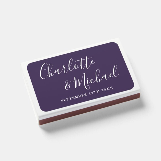 Signature Script Purple Wedding Favors Matchboxes (Front Closed)