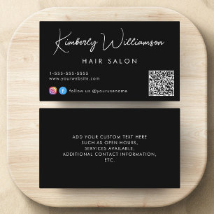 Signature Script QR Code Black Business Card
