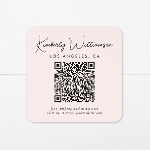 Signature Script QR Code Pink Square Sticker