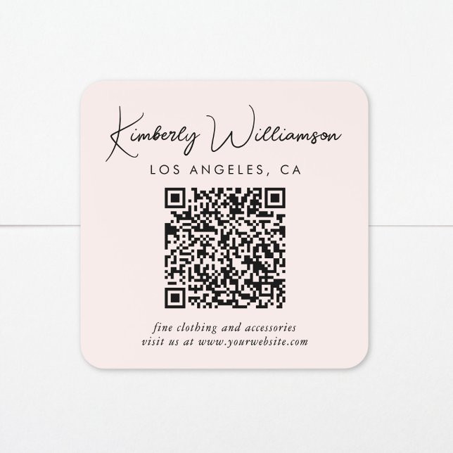 Signature Script QR Code Pink Square Sticker (Creator Uploaded)