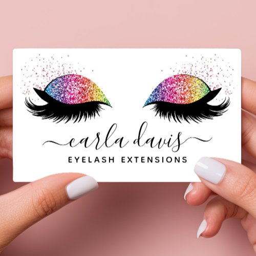 Signature Script Rainbow Glitter Eyelashes Business Card