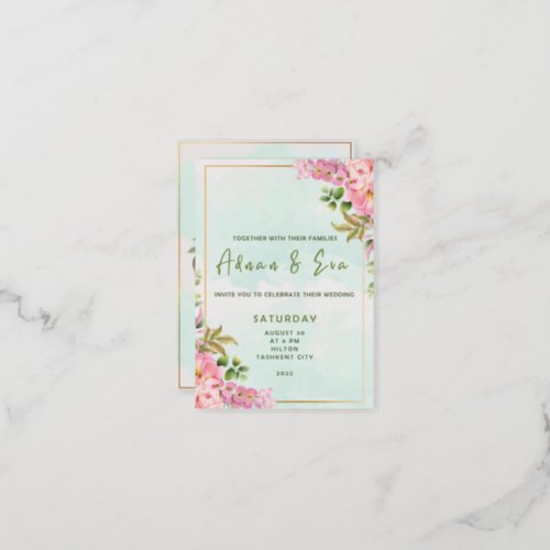 Signature Script Rose  Blush Floral Wedding Foil Foil Invitation
