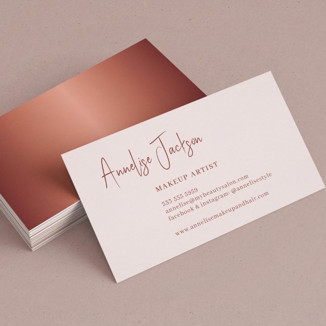 Signature script rose gold blush girly business card (Creator Uploaded)