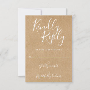 Signature Script Rustic Kraft RSVP Card
