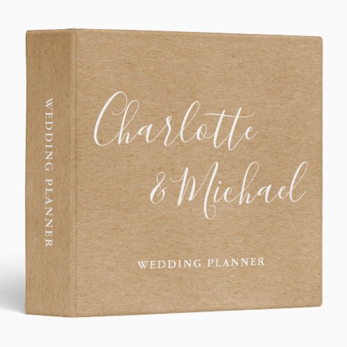 Signature Script Rustic Kraft Wedding Planner 3 Ring Binder