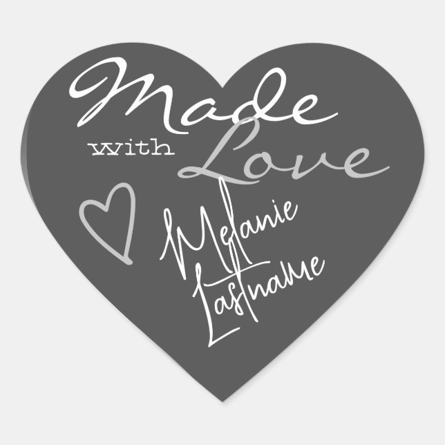 Signature Script Silver Gray Made with Love Heart Sticker (Front)