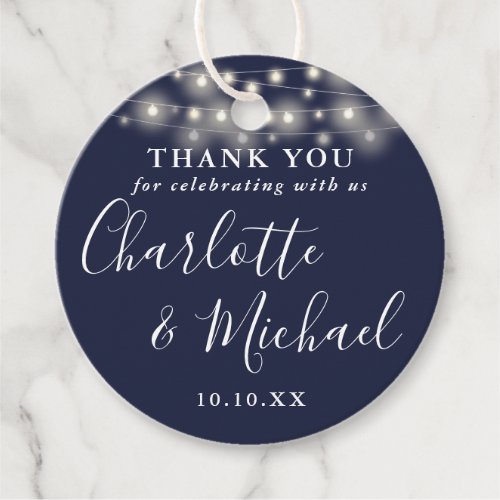 Signature Script String Lights Navy Blue Thank You Favor Tags