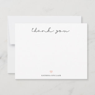 Signature Script Thank You Petal Pink Heart Note Card