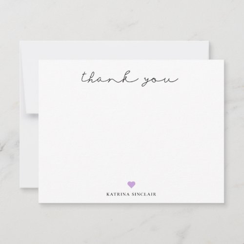 Signature Script Thank You Wisteria Purple Heart Note Card