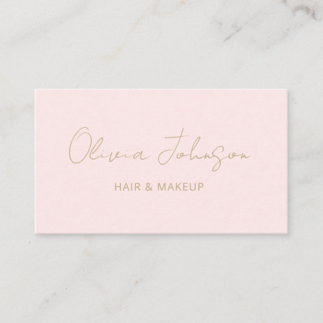 Signature Script Trendy Pink Gold Business Card (Front)