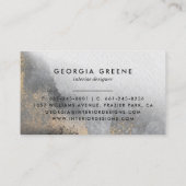 Signature Script Watercolor Black Gold Grey Marble Business Card (Back)