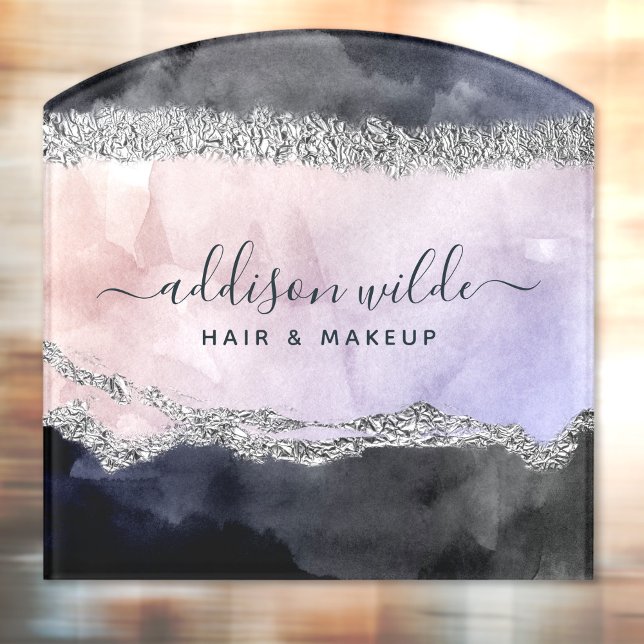 Signature Script Watercolor Purple Black Silver Door Sign (Creator Uploaded)