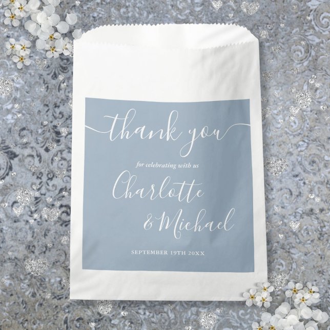 Signature Script Wedding Dusty Blue Thank You Favor Bag (Signature Script Wedding Dusty Blue Thank You Favor Bag)