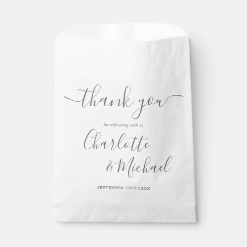Signature Script Wedding Gray Thank You Favor Bag