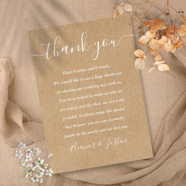Signature Script Wedding Rustic Thank You Place Card (Signature Script Wedding Rustic Thank You Place Card)