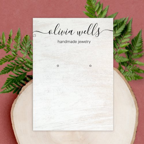 Signature Script White Wood Earring Display   Bus Business Card