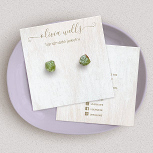 Signature Script White Wood Earring Display Square Business Card