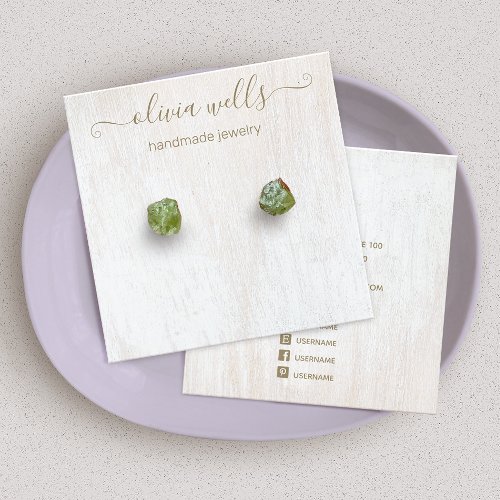 Signature Script White Wood Earring Display Square Square Business Card