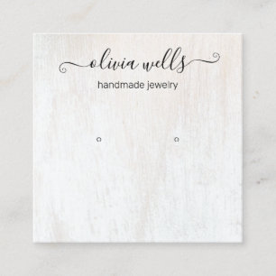 Signature Script White Wood Earring Display Square Square Business Card