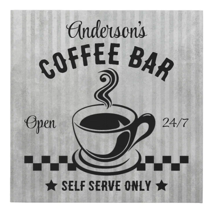 Signature Self Serve Coffee Bar Faux Canvas Print Zazzle