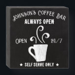 Signature Self Serve Coffee Bar Wooden Box Sign<br><div class="desc">This chalkboard style wooden box sign is the perfect addition for your very own coffee bar. Personalize it with your desired name and give as a memorable housewarming gift. Design includes copyright material of Cricut.</div>