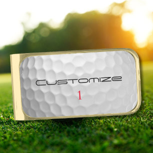 Signature Series 1 Personalized Golf Ball Gifts Gold Finish Money Clip