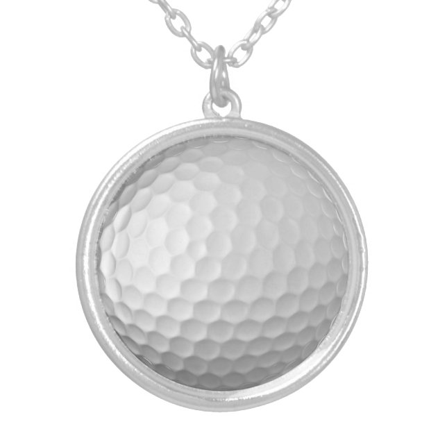 Signature Series Golf Ball Gifts Silver Plated Necklace (Front)