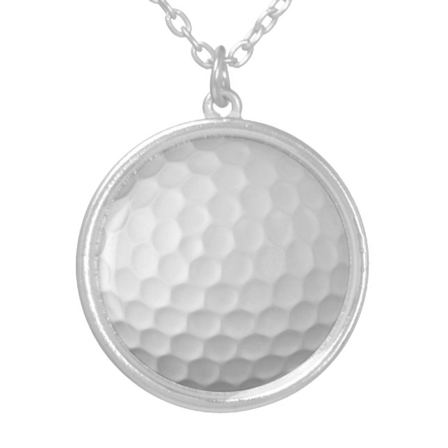 Signature Series Golf Ball Gifts Silver Plated Necklace (Front)