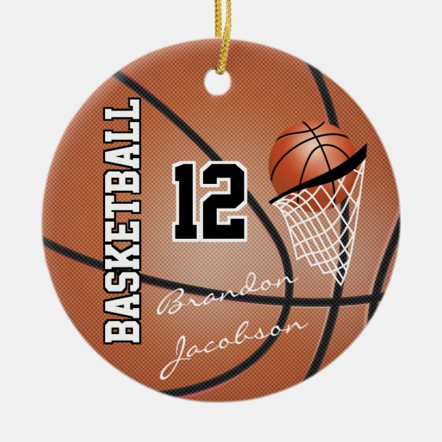 Signature Star Basketball Player Ceramic Ornament (Front)