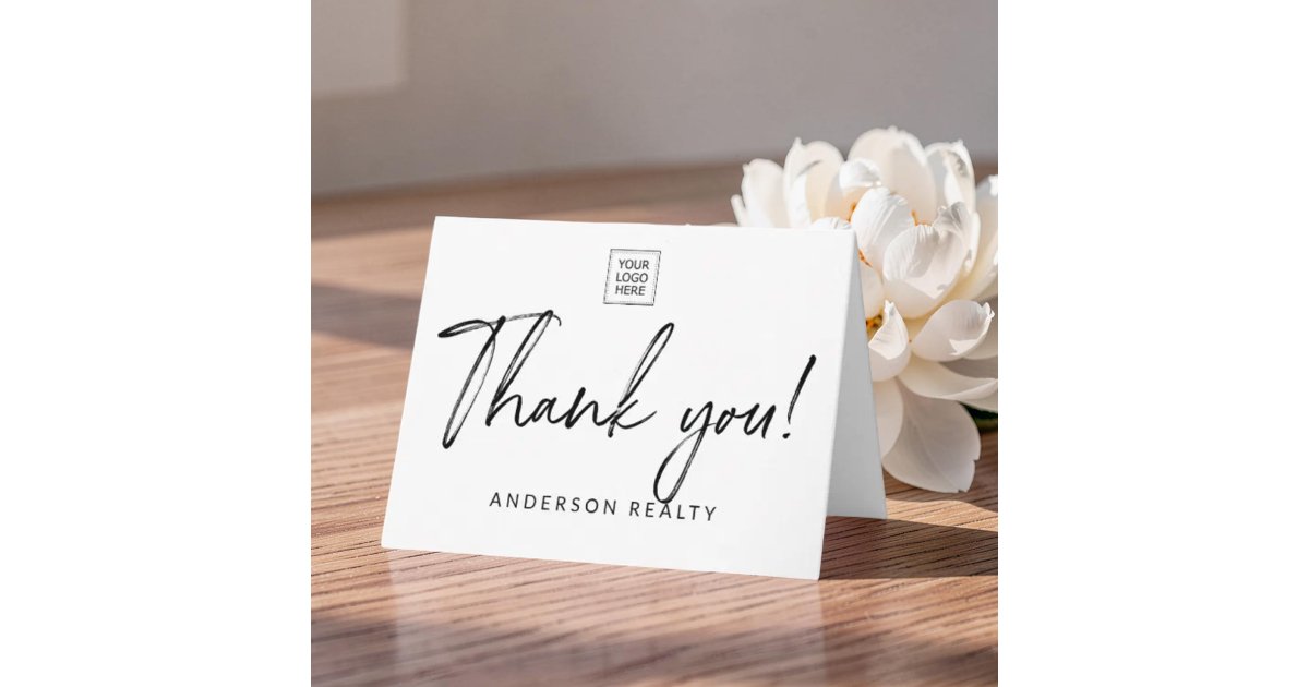 Signature Style Custom Logo Minimalist Business Thank You Card | Zazzle