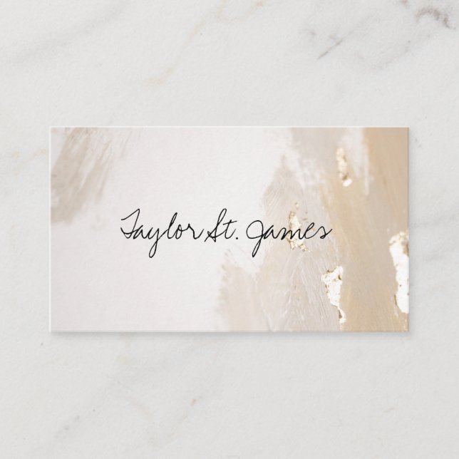 Signature Vintage Gold Beige Painting Business Card (Front)