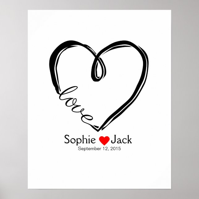 signature wedding guest book infinity heart color (Front)