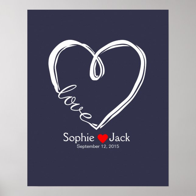 signature wedding guest book infinity heart color (Front)