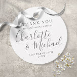 Signature Wedding Thank You Favor Tags<br><div class="desc">Designed to coordinate with our Signature wedding collection. Featuring signature style names,  this elegant grey and white tag can be personalised with your special thank you information in chic grey lettering. Designed by Thisisnotme©</div>
