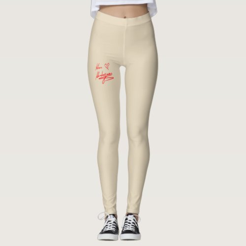 Signatured Cream Leggings